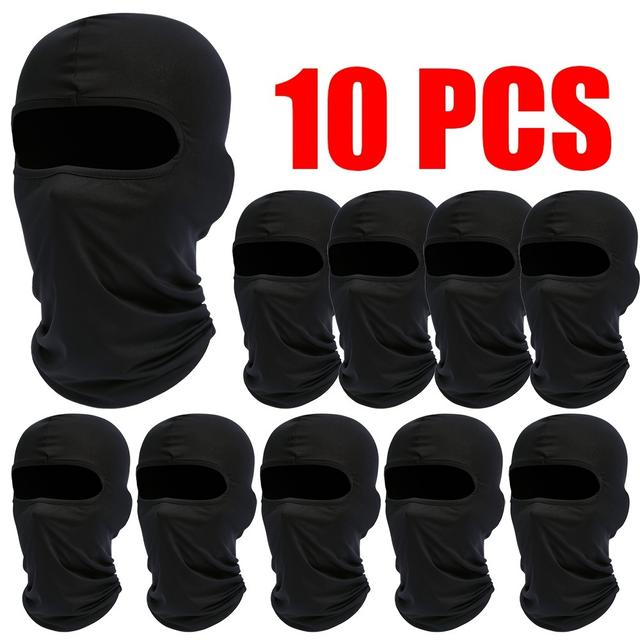 TEMU 10pcs Breathable & Windproof Balaclavas - Stretchy Polyester Ski Face Assorted Colors For Men, Ideal For Riding, Cycling, Snowboarding & Halloween Costumes