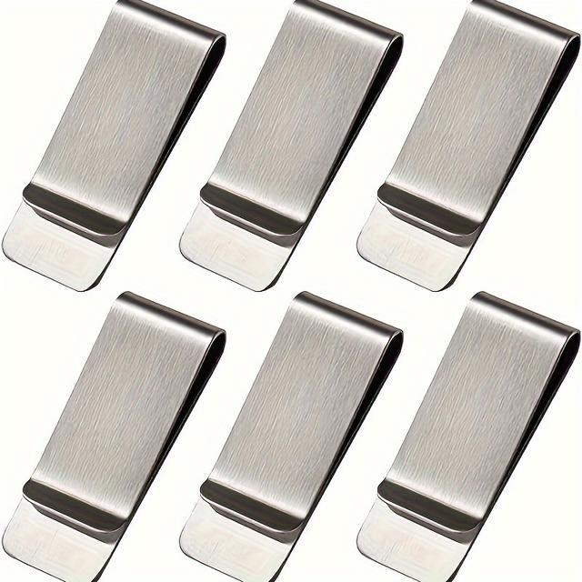 TEMU 6개 스테인리스 스틸 지갑 세트, 남성용 초슬림 지갑, 앞주머니 신용카드 홀더 소형 지갑 (실버 색상)