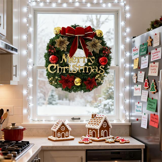 TEMU Een Kerstkrans en Vakantiedecoraties, Feestelijke Kransen, Huisdecoratie Items, -Inch Kerstfeest Sfeer Decoraties, Hoogwaardige Nieuwjaarsviering Vakantiefeest Decoraties voor Thuis en Bedrijf