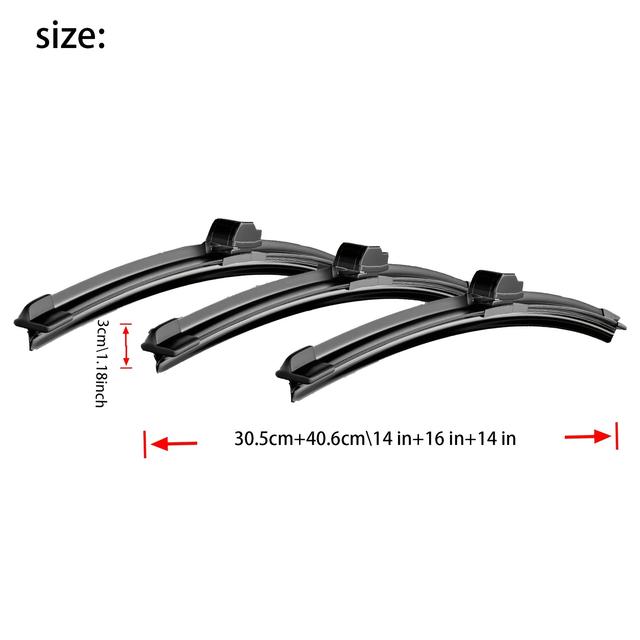 TEMU Front Wiper Blade Set For 2006-2023, Premium German Series, 14"+16"+14", Double Carbon , Traceless & , Enhanced Visibility For Left-hand Drive Vehicles