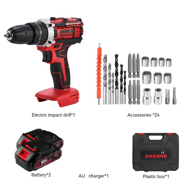 TEMU Battery-operated Impact Drill And Electric Screwdriver Set, A Power Tool Kit Designed For Home Renovations, Includes 2 Batteries And A Toolbox, Suitable For Wood, Metal, And Concrete