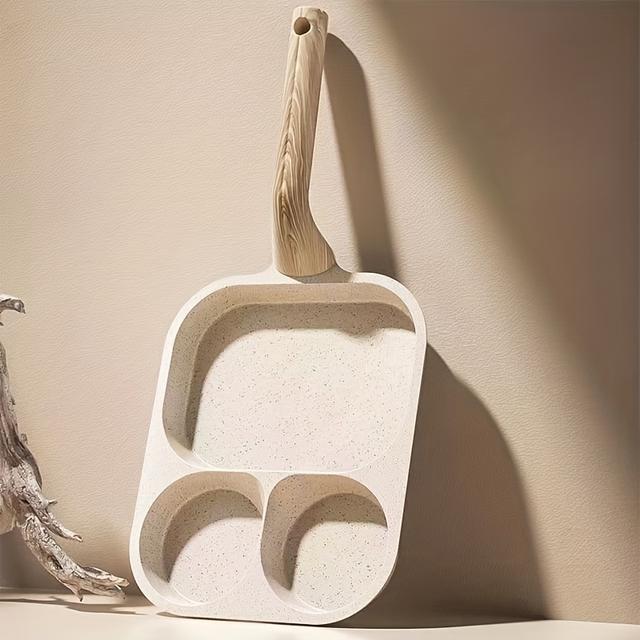 TEMU 3-in-1 Breakfast Pan, Aluminum, Induction & Gas Range Compatible, Egg & Steak , Hand Wash Only, Kitchen Cookware