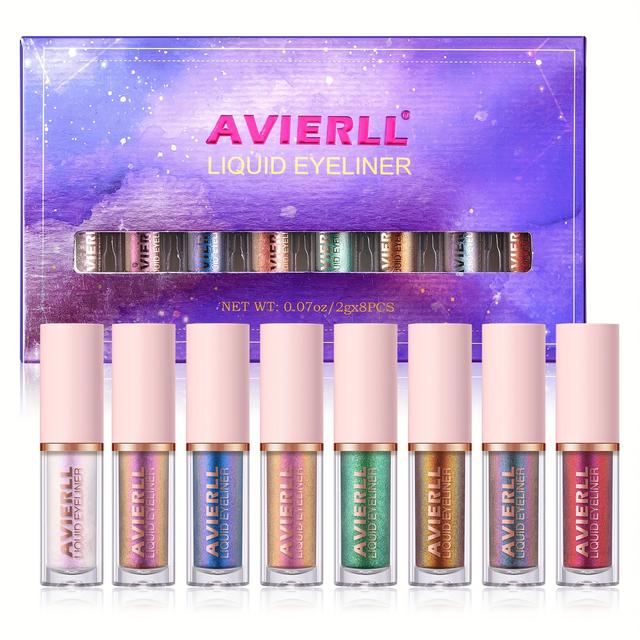 TEMU Chameleon Eyeliner Set - 8 Colors, Long-lasting Waterproof Colorful Shimmering Liquid Eyeshadow, Easy To Apply, , Quick-drying, Long-lasting, Suitable For Women's Christmas Makeup.
