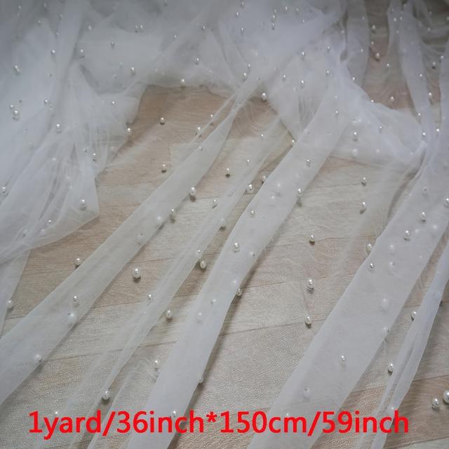 TEMU 1 Pearl Mesh Fabric Lace Veil Princess Bed Curtain Sheer Drapery Soft Thin Tulle Backdrop Fabric 118 Inches Wide And Lengths Of 36/108/180 Inches (square Weight 100gsm)