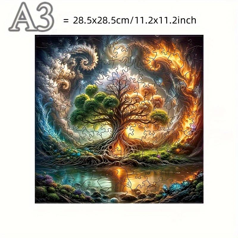 TEMU Tree Of Life Wooden Puzzle - Square Magic Jigsaw For Focus & Training, Perfect Gift For Birthdays, Thanksgiving, Halloween, Christmas - Mixed Colors With Elegant , For Halloween