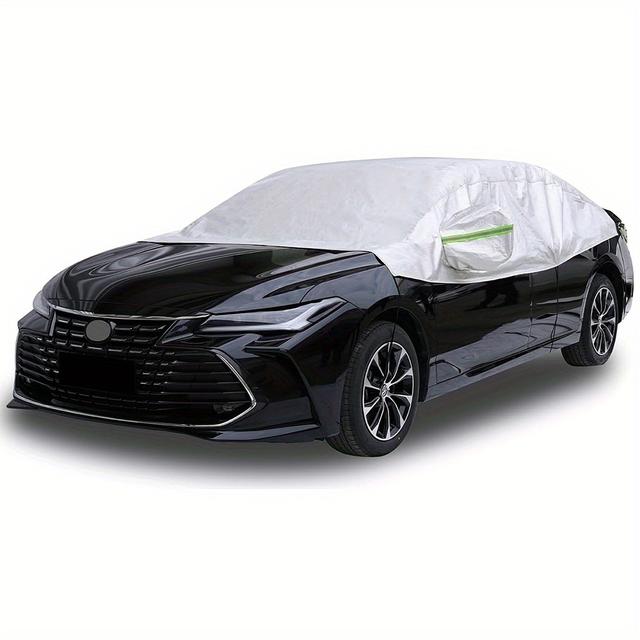 TEMU 1pc Half Cover For 210t Polyester Vehicle, Fabric Material, Fits Most Cars, Indoor & , Compatibility, Protection | Sleek Black Finish | Polyester