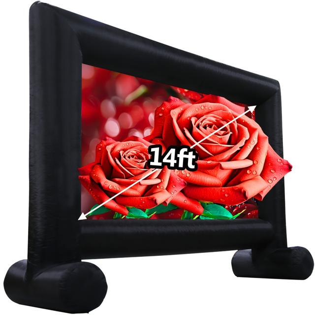 TEMU 14 Feet Inflatable , Inflatable Movie Screen Outdoor Blow Up Movie Screens Supports Front And Rear Projection