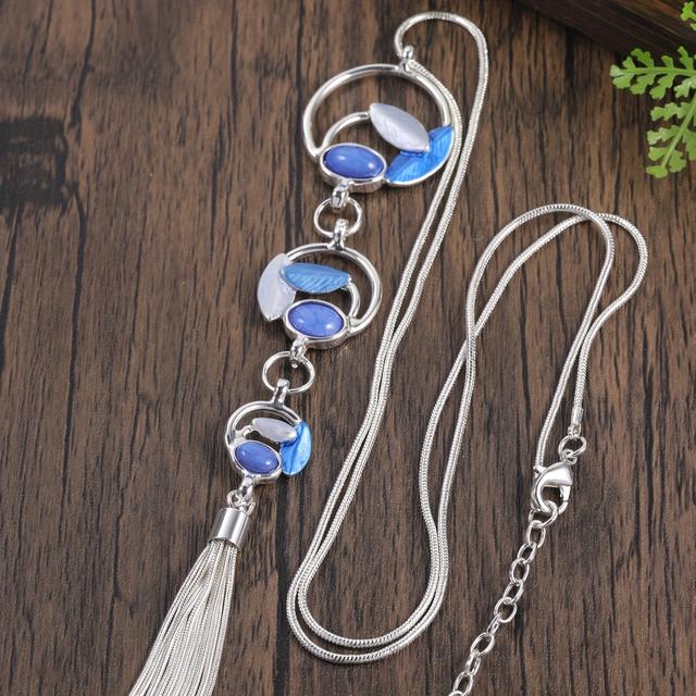 TEMU En Höst/Vinter Tröjakedja Boho Rund Inlagd Y- Tröjakedja en Lång Kvinnors Boho Stil