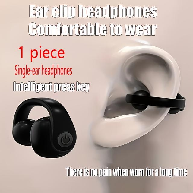 TEMU 1pc Mini Lightweight Wireless Earbuds, Clip-on Half In-ear Headphones, Suitable For Sports, Exercise, Running, Fitness, Call,