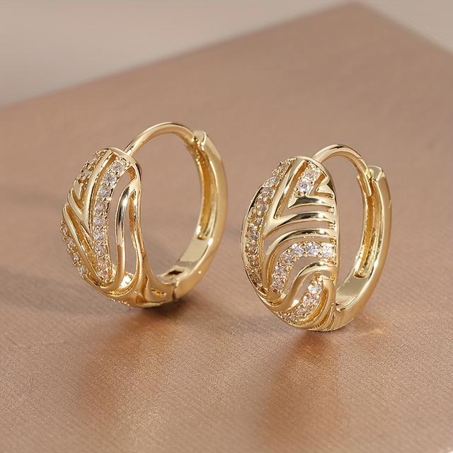 TEMU Жіночі сережки-підвіски з порожниною, круглі сережки з цирконієм білого кольору, підходять для вечірок, класичні прикраси для заручин