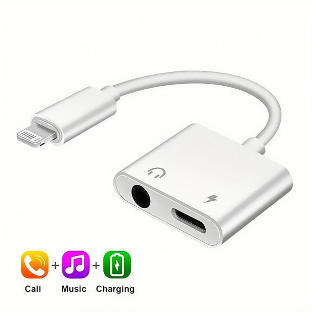 TEMU Adaptador 2 Lightning + Áudio 3,5mm, Adaptador USB-C, Adequado para Carregamento de iPhone/iPad, Leitura de Cartão, Reprodução de e Chamadas