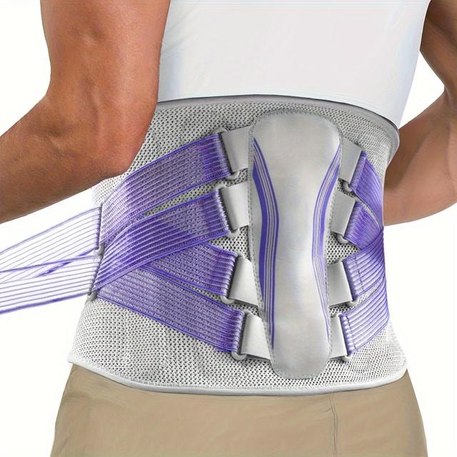 TEMU Ländryggsstöd med ländryggsdyna, designat för både män och kvinnor, med ett justerbart och ventilerande stödbälte som inkluderar ett bioniskt stödsystem.