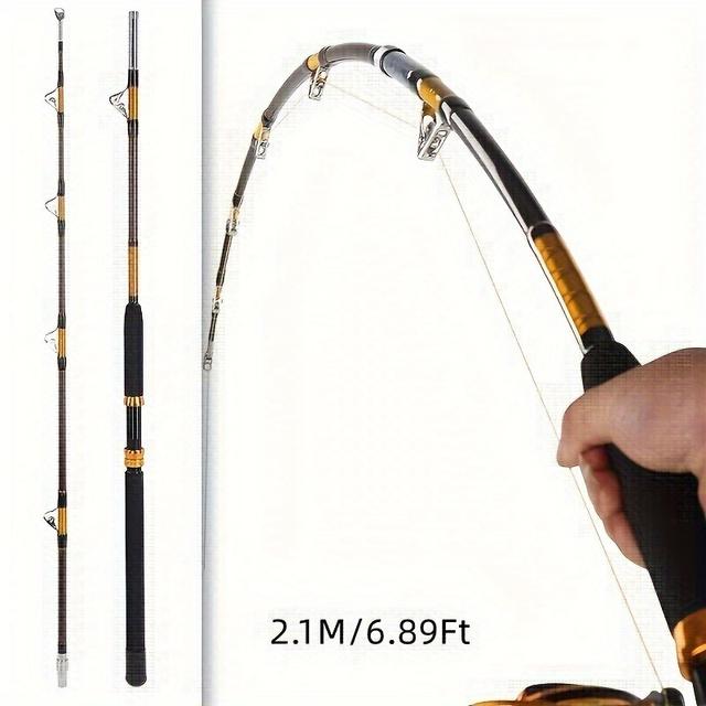 TEMU Yiyi 1.8M/5.91FT 지깅 낚싯대 (보트용), 슈퍼 튼튼한 더블 풀리 가이드 아이가 특징된 향상된 버전, 30-50Kg의 파워 캐피티를 갖춘 트롤링용으로 설계됨