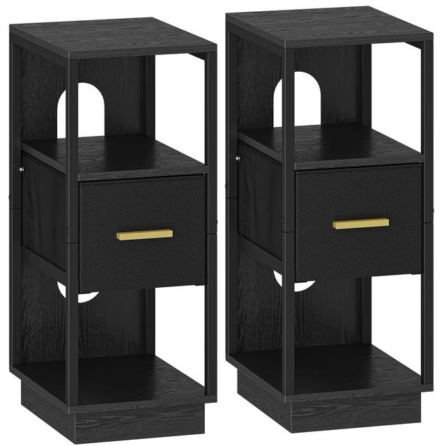 TEMU Zwei Nachttisch-Set mit offener Schublade, schlankem Design und einem Stoffschubladen, moderner Stil, geeignet für Schlafzimmer und Wohnzimmer, Abmessungen 30 x 24 x 60 cm