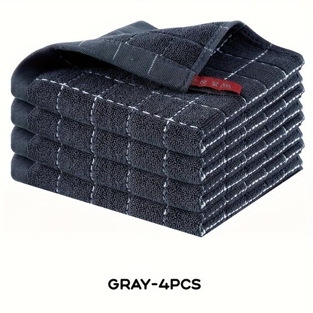 TEMU 2/4 piezas, Diseño a cuadros, Disponible en , Paño de cocina a cuadros de algodón puro, Paño de limpieza para cocina , Absorbente y sin pelusa, Paño de limpieza