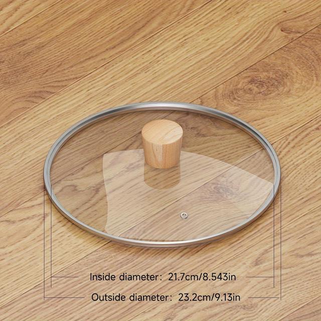 TEMU 1 قطعة غطاء من الزجاج المقوى المتين - شفاف، سميك ومتين مع مقبض من الفولاذ المقاوم للصدأ للحليب، الحساء ومقالي الثلج - بمقاسات 16سم، 18سم، 20سم، 22سم