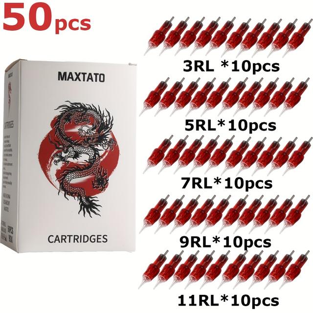 TEMU 50pcs/box #10 0.30mm Tattoo Needle Cartridge Mixed Size Round Liner Tattoo Needle Cartridge For Rotary Tatttoo Machine Pen