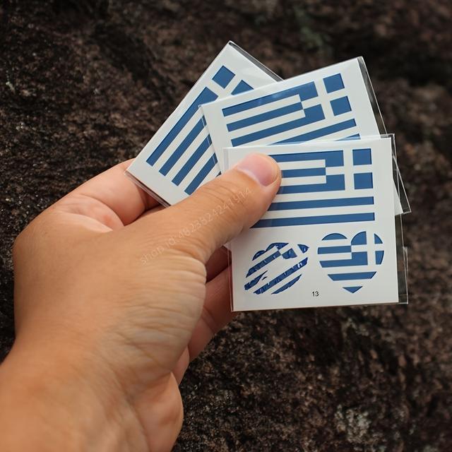 TEMU 10/3/1pc Greek Flag Temporary Tattoos - Patriotic Event Stickers, Rectangle & Heart Designs, For ,
