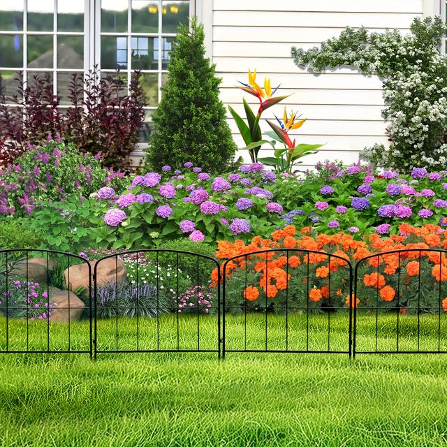 TEMU Set Of 3 Wrought Iron Garden Fences, 18" High