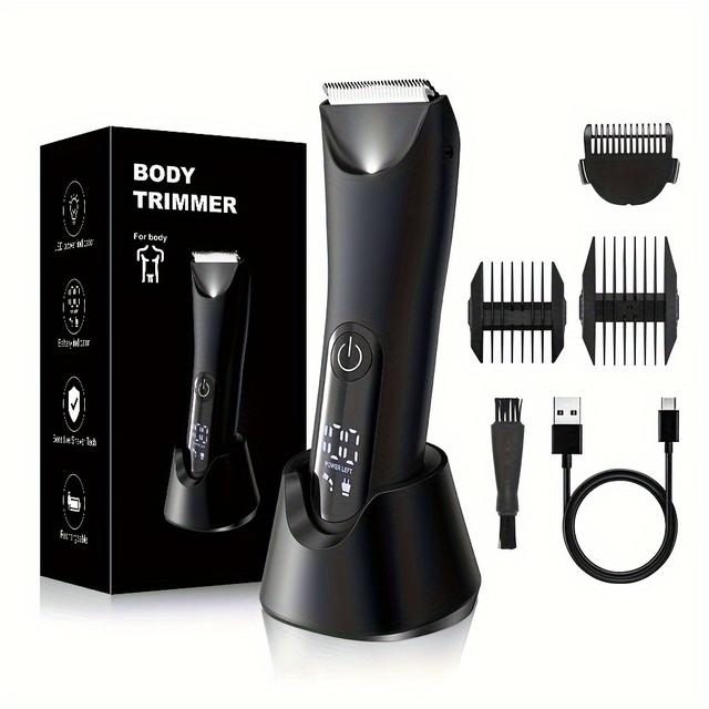 TEMU Le Tondeuse Électrique Pro pour Poils Pubiens et pour Hommes - Kit de Toilettage Corporel pour Parties - Rasoir pour Zones Difficiles d'