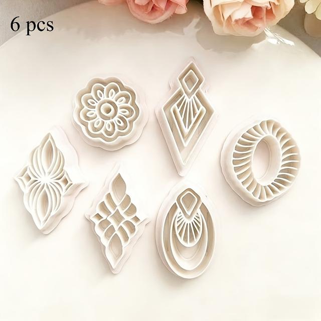 TEMU Set Of 6 Bohemian-inspired Geometric Floral Cutters For Polymer Clay Earrings | Molds For Handmade Jewelry Creation, Vintage-style Earring Crafting Tools, Great Option For Art And Craft Lovers