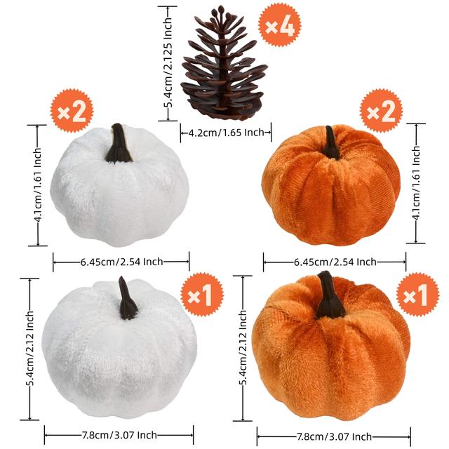 TEMU 10pcs, Mixed Sizes Artificial Pumpkins And Realistic Pinecones, Basket Fillers, Fall Wedding Centerpieces, Home Decor, Autumn Decor, Halloween Decor, Christmas Decor