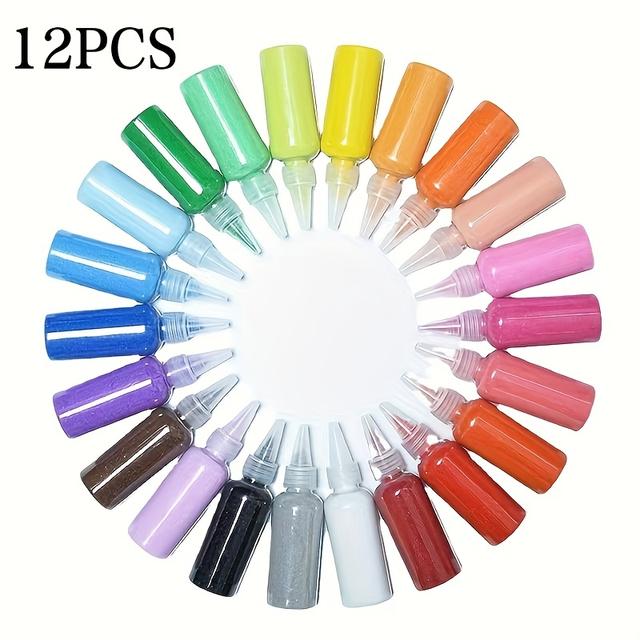 TEMU 12 قطعة / 6 قطع رمل مصبوغ بألوان عشوائية للرسم اليدوي في زجاجات، فن وحرف يدوية مضيئة، تزيين الزفاف، الرسم