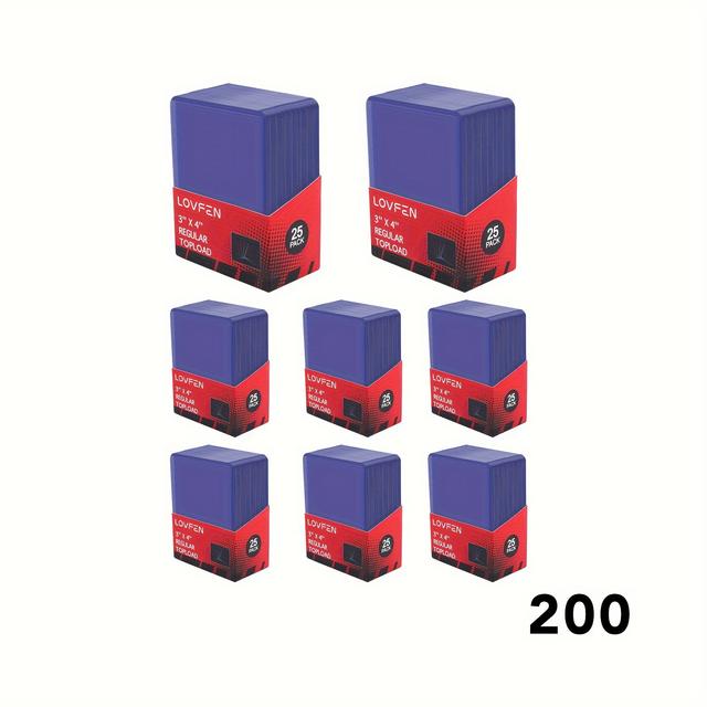 TEMU Lovfen - 35pt For Cards - 200 Count(8x25 Pack) - Regular 3x4 Inch Trading Card Topload - Protect Your Baseball And Sports Cards With Hard Plastic Sleeves Protectors