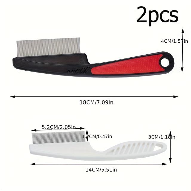 TEMU 2-pack Rostfritt Stål Fin-tandad Kam: Ergonomisk ABS-handtagsdesign, Borstning för Vuxna & Husdjurshår, Mjällborttagning & Hårbottenvård, Enkelt Husdjurshår, Stilfull Hårvårdsverktyg