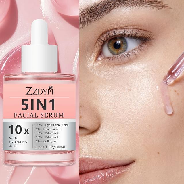 TEMU 100ml 5in 1 Facial , Containing Hyaluronic Acid, Collagen, Nicotinamide, Vitamin C And Pores, Control Oil And Moisturize, Suitable For All Light Skin, Low Sensitivity Care