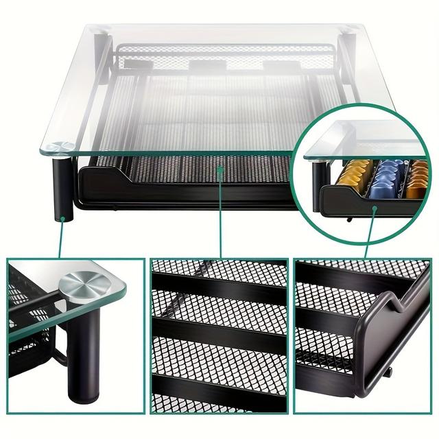 TEMU Glas-Kapsel-Aufbewahrungsschublade-Organizer, für 60 Kapseln, langlebiger Kaffeebohnenhalter, großes Fassungsvermögen – die ideale Aufbewahrungslösung!