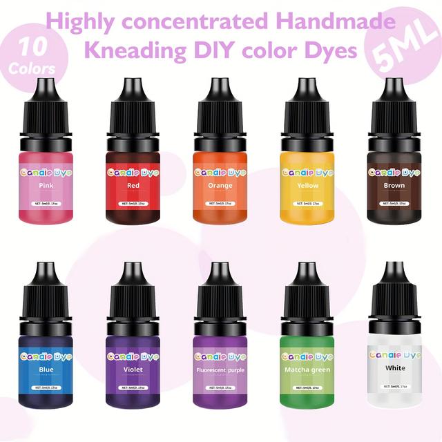 TEMU Pigment do ugniatania Kneading Joy 10 kolorów i wiele wyborów do rękodzieła DIY, kleju ugniatającego, produkcji świec, mydła, wysokokoncentrowany pigment barwiący