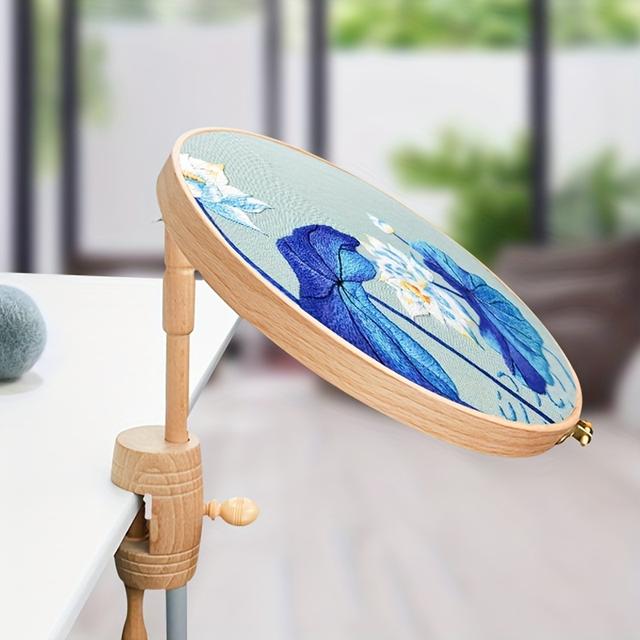 TEMU Cadre de point de croix en bois de hêtre avec un cercle à broder à 360°, idéal pour et fabriqué en bois .