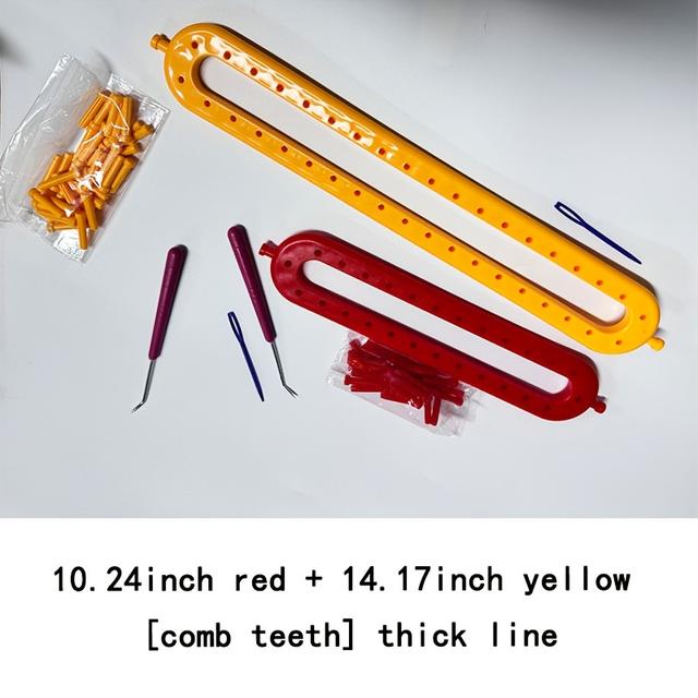 TEMU 2pcs Hand-knitting Machine Long Sweater Scarf Plastic Knitting Tool Simple Rectangular Knitting Diy Tool Set