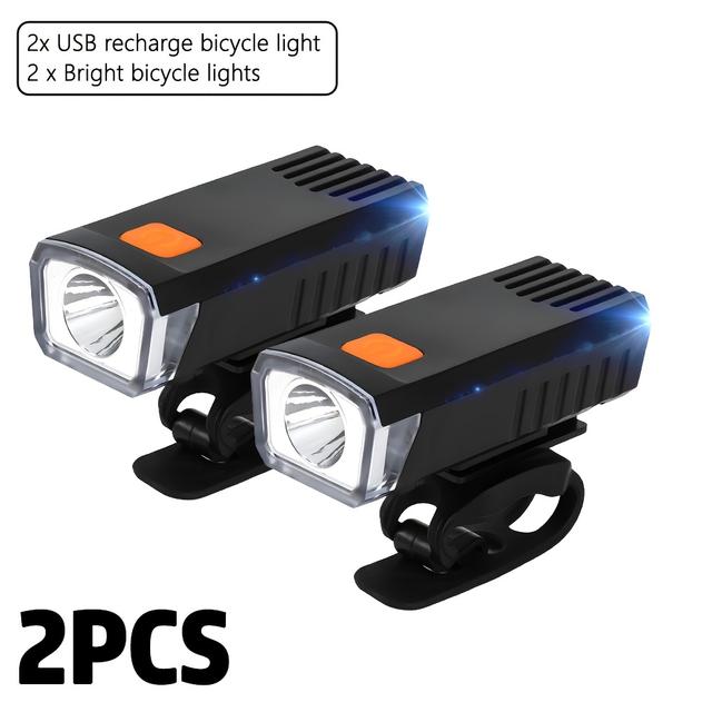 TEMU 2pcs Of Bright Led Bicycle Lights, Usb Rechargeable Mini Portable Bicycle Headlights, , Suitable For Night Riding, Emergency , Hiking, Outdoor Lighting