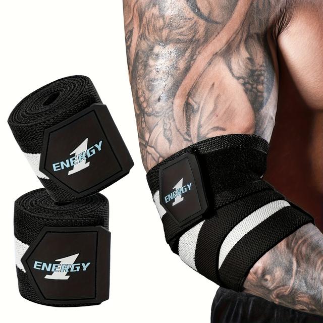 TEMU Manueklear Men's Weightlifting Elbow Sleeve, Wraparound Elbow Support, Strength Training Elbow Sleeve 1 Pair, Suitable For Lifting, Bench Press And Gym Training Powerlifting Exercises
