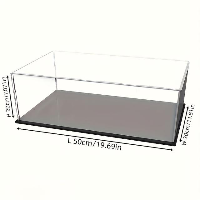 TEMU 1 transparante acryl displaydoos, plastic geassembleerde stofvrije displaybox met matte zwarte basis, geschikt voor actiefiguur verzamelobjecten beeldjes