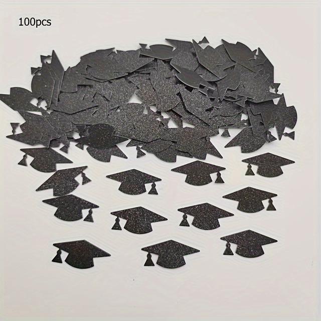 TEMU 100-pack Graduation Cap Confetti, Black Paper Decoration For Graduation Party Supplies