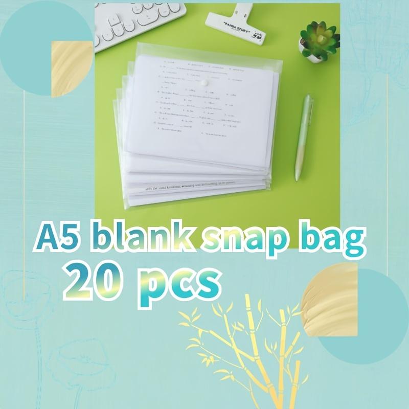 TEMU 20 Thickened A5 Snap Button File Bags, Transparent Plastic Storage Bags, Small Size For Office Receipts And Documents, Snap Button Bags