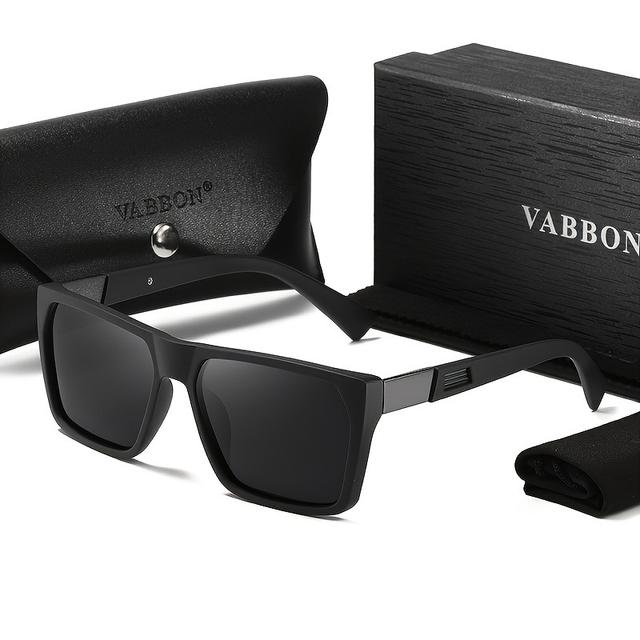 TEMU Vabbon Men's Retro Wide Temple Fashion Glasses - Polaroid Lens, , Includes Case & Cloth, Ideal For Casual Wear, Fashionable Eyewear|sleek Glasses|polycarbonate Frame