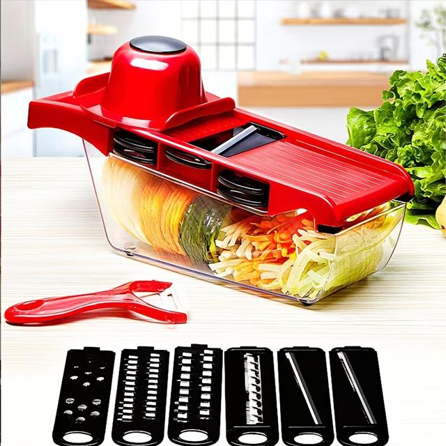 TEMU 1pc Multi-functional Plastic Vegetable Chopper Slicer With Container - Salad Dicer Mandoline Slicer, Cheese Grater, , Gloves & Kitchen Gadgets Included - For
