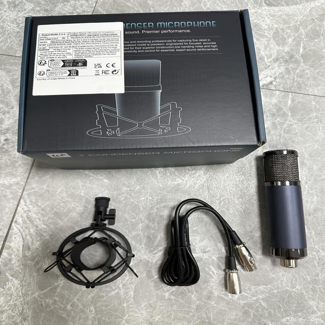 TEMU Tf22 High Quality Large Diaphragm Vocal Microphone, Dual Circuit Board, Suitable For Live And Recording - Xlr Connector, Singing, Gaming, - Blue