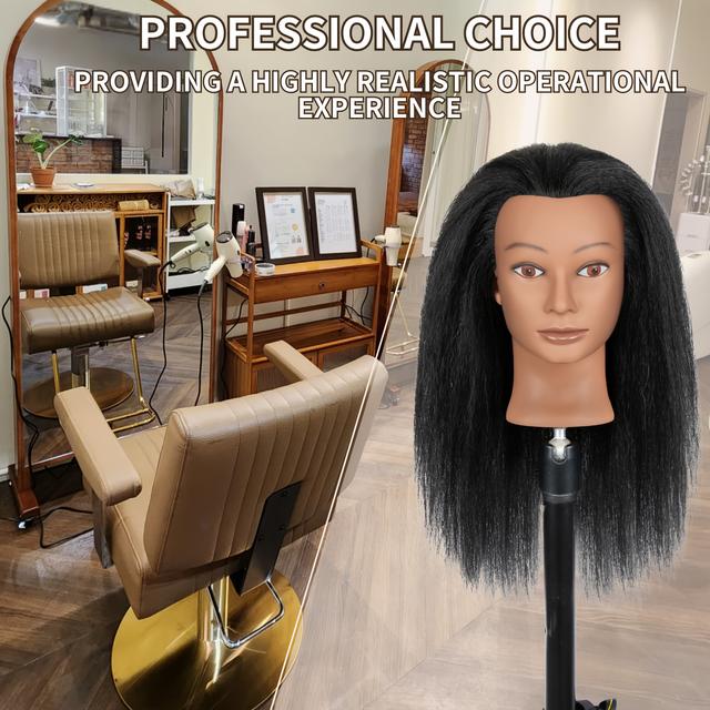 TEMU Training Head 20-22" Female Hair Mannequin Head Hair Styling Cosmetology Mannequin Head Doll Head For Hairdresser With Free Clamp For Valentine's Day Mother's Season