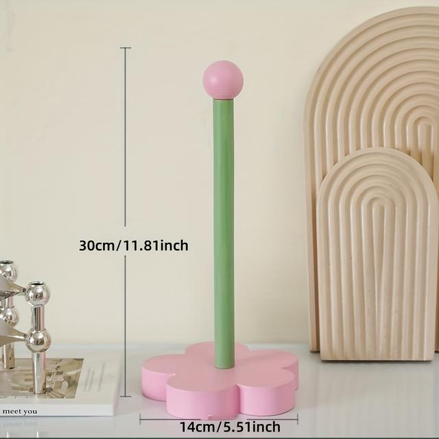 TEMU ที่ใส่กระดาษทิชชู่ลายดอกไม้ไม้ - ที่ใส่กระดาษทิชชู่แบบตั้งพื้นไม่ต้องเจาะ พร้อมที่ใส่กระดาษทิชชู่ติดด้านบนที่เข้ากันได้ สำหรับห้องน้ำและห้องครัวสไตล์รัสติก เหมาะสำหรับไม้สนนิวซีแลนด์