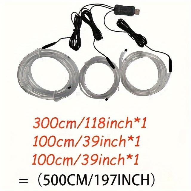 TEMU Rgb Fiber Optic Ambient Neon Lights For Interior Decoration, Including Strips, Cold Light Lamps For Car Doors, Dashboards, And Console Auto , Without Battery
