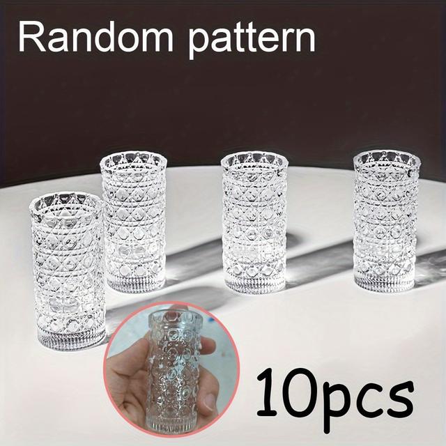 TEMU Dieses Set aus kleinen, transparenten Glasbechern mit Diamantmuster ist für verschiedene Anlässe wie Zusammenkünfte und Partys.