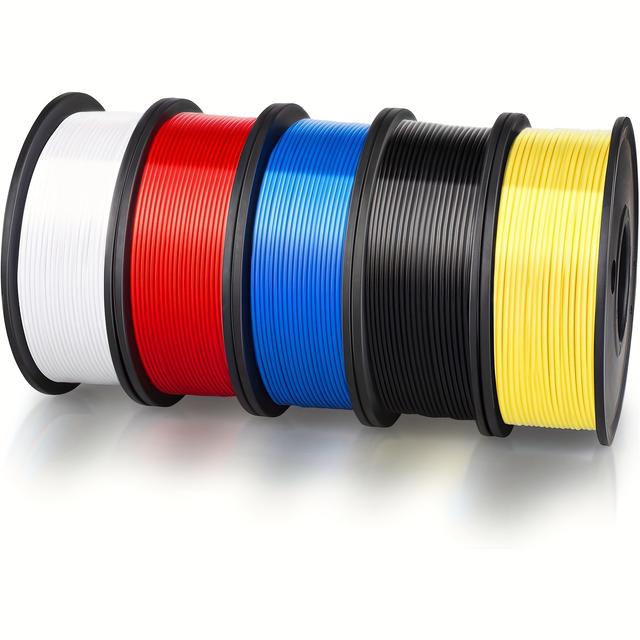 TEMU Pla Filament Bundle 5 Colors, 3d Printer Filament Bundle 1.75mm, Multicolor Pla Filament 5 Spools, 0.25kg/spool (0.55lbs), .25kg/2.75lbs