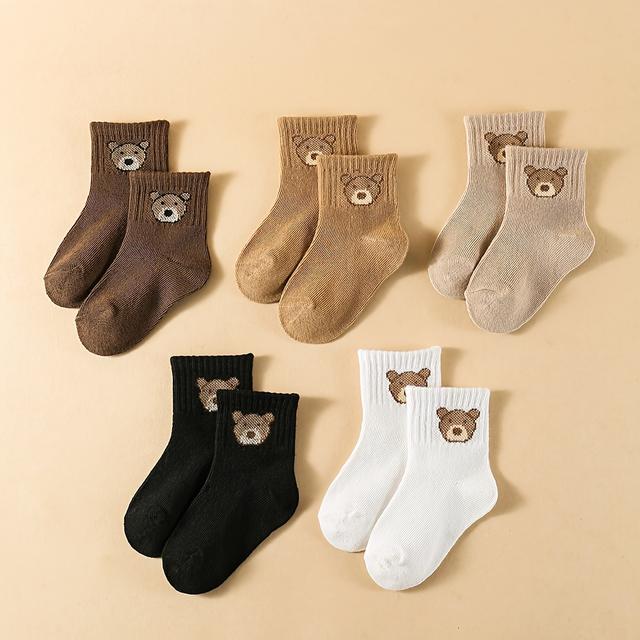 TEMU 5pcs Pack ' Cute Bear Socks - ' Cartoon Socks Suitable For &, Wear, Hand Wash Care ()