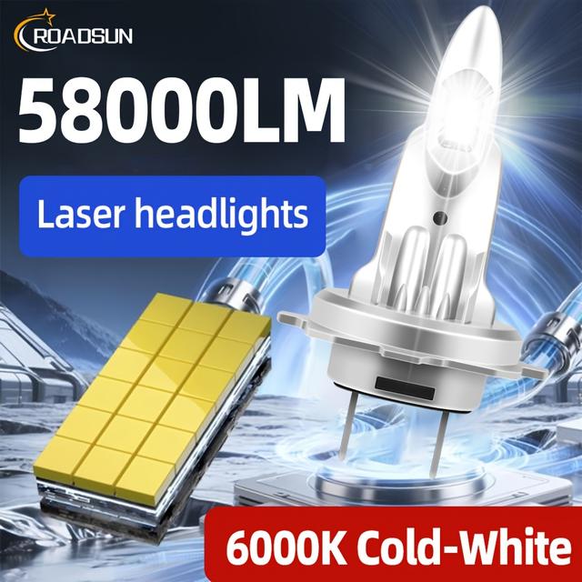 TEMU ROADSUN 2 pièces H1 H7 H11 9005/HB3 9006/HB4 Phare LED Haute pour Auto ou Feu de , Faisceau Haut/Bas , Blanc Froid 6000K, Design 1:1, Branchement Direct