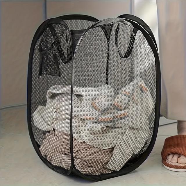 TEMU Conveniently Collapsible And Stylish, Pop-up Laundry Basket With Handle For Your Bathroom Or Bedroom!, Laundry Baskets